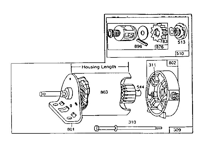 Drive Assembly Diagram and Parts List for 252400-252499 0742-01 Briggs and Stratton Engine